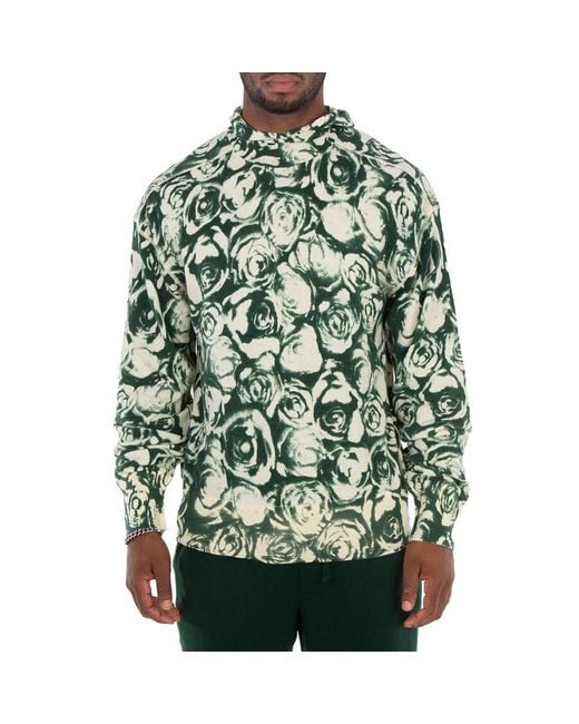 Burberry Green Floral Print Long Sleeve Hoodie for men