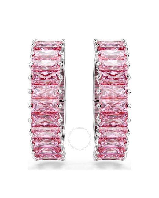 Swarovski Pink Matrix Baguette-Cut Cuff Earrings