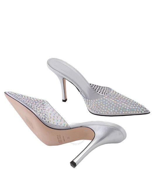 Paris Texas White Iridescent Hollywood Pvc Pointed-toe Mules