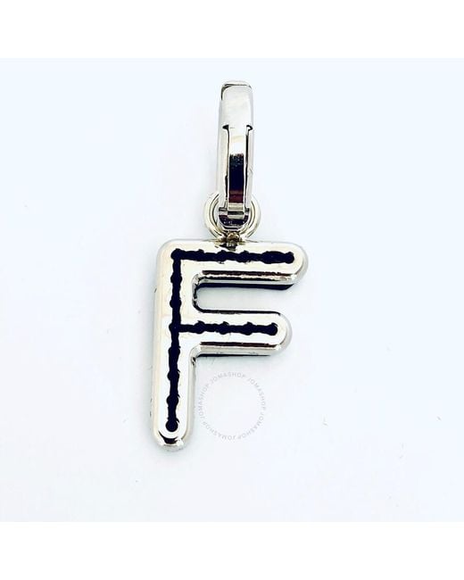 Burberry White Leather-topstitched 'f' Alphabet Charm
