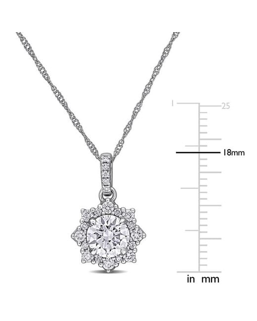 Created Forever Metallic 1 1/10Ct Tw Lab-Grown Diamond Halo Pendant With Chain