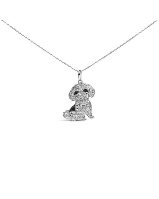 Haus of Brilliance White 925 Sterling 1/2 Cttw And Diamond Shih Tzu Dog 18" Pendant Necklace