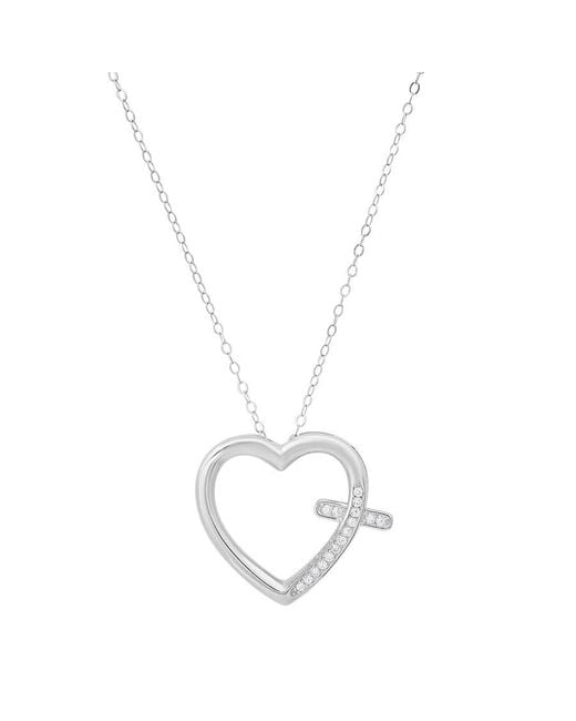 Kylie Harper Metallic Sterling Cz Heart Cross Pendant