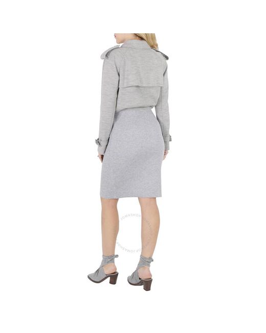 Burberry Gray Melange Technical Wool Reconstructed Trench Coat