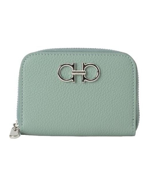 Ferragamo Green Gancini Zip Wallet.T