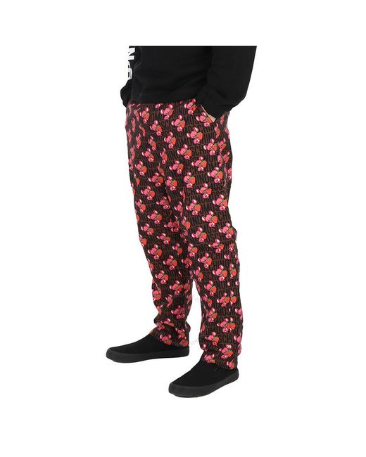 Moschino Red All-over Animal Printed Straight Leg Cargo Pants for men