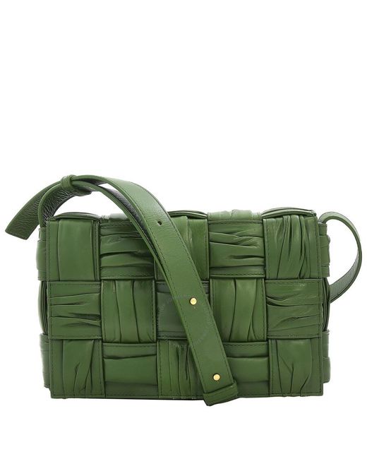 Bottega Veneta Green Intrecciato Leather Cassette Bag