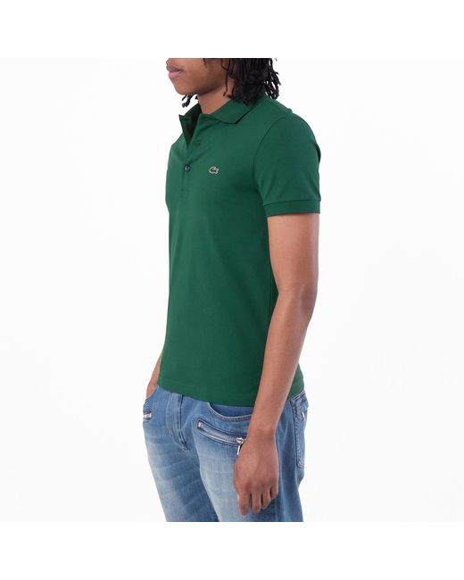 Lacoste Green Stretch Pique Short-Sleeve Slim Fit Polo Shirt for men