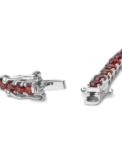 Haus of Brilliance Metallic 925 Sterling 10.0 Cttw Created Garnet Tennis Bracelet