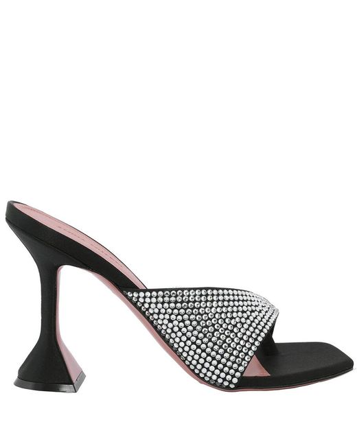 AMINA MUADDI White Satin Crystals Shiona Slippers, Brand Size 36 (Us