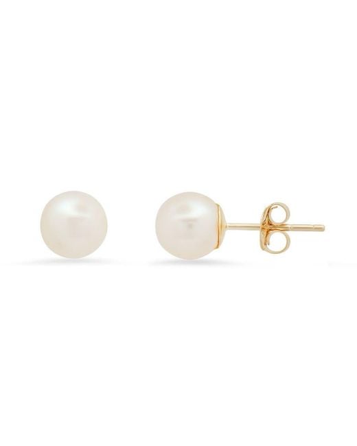 Kylie Harper Metallic 10K 6Mm Genuine Pearl Stud Earrings