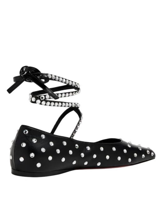 AMINA MUADDI Black Ane Crystal Embellished Ballerina Flats