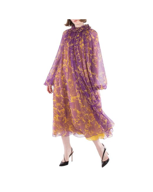 Burberry Red Rose Print Silk Dress, Brand Size 8 Us