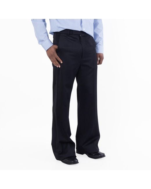 Amiri Blue Creased Flare Wool Pants for men