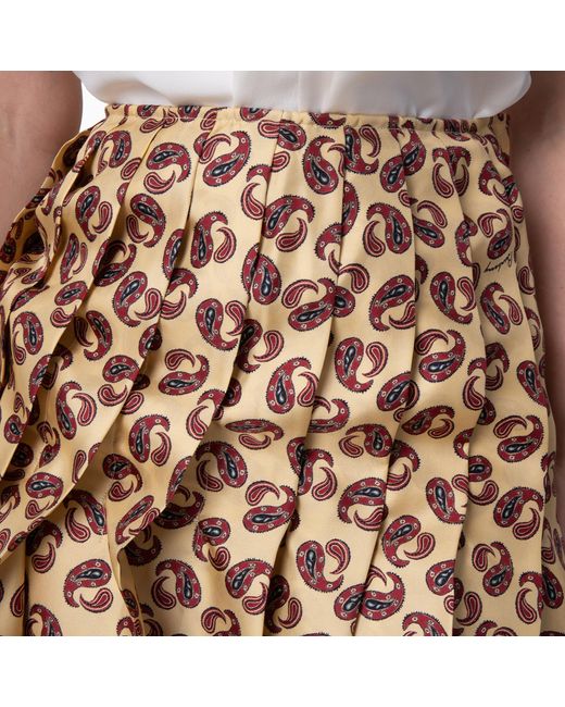 Burberry Brown Paisley Print Pleated Midi Skirt, Brand Size 8 Us