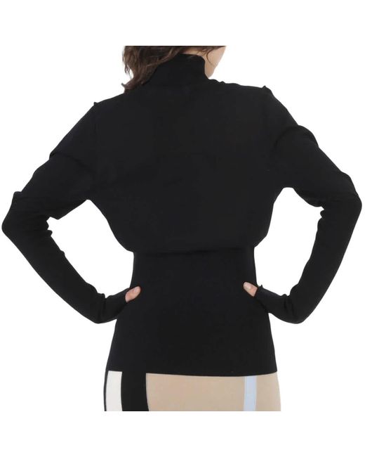 Burberry Black Zuri Puffed-sleeve Cotton-blend Turtleneck Sweater