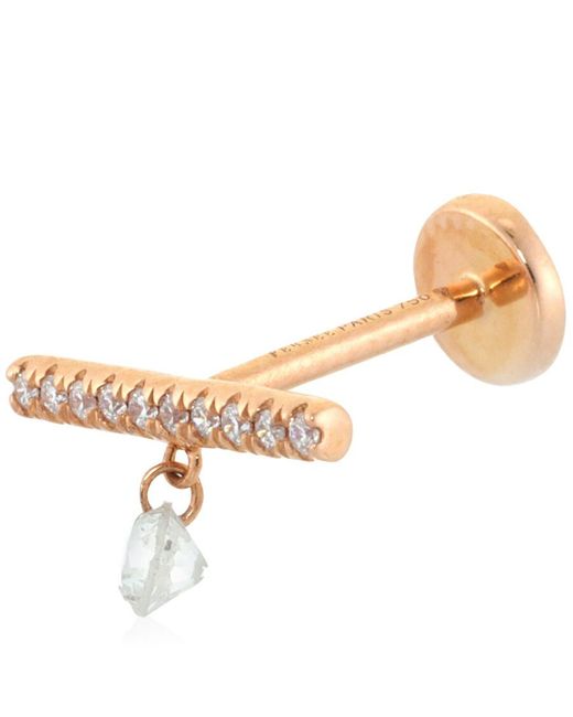 PERSÉE Multicolor 18K Rose Hanging Bar Diamond Earring