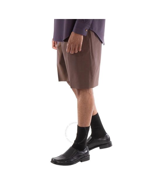 Burberry Brown Knee Length Pleated Shorts, Brand Size 44 Waist for men