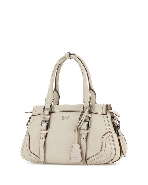 Prada Natural Ivory Leather Large Handbag