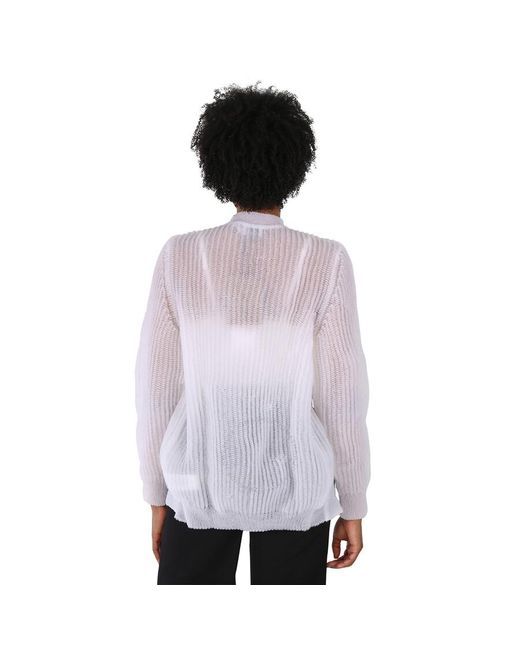 Burberry White Optic Cut-out Front Knit Sweater