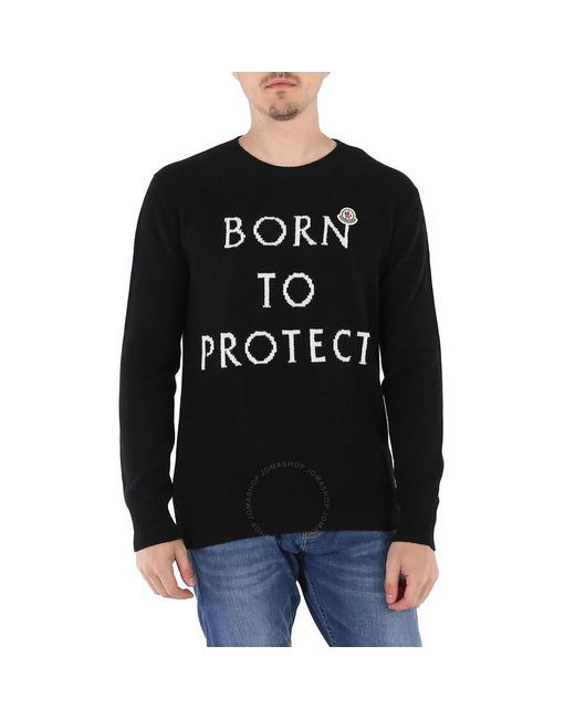 Moncler Black Born To Protect Logo Intarsia Wool Jumper for men