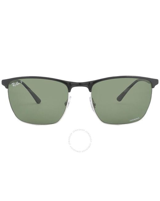 Ray-Ban Chromance Polarized Dark Green Square Sunglasses Rb3686 9144p1 57