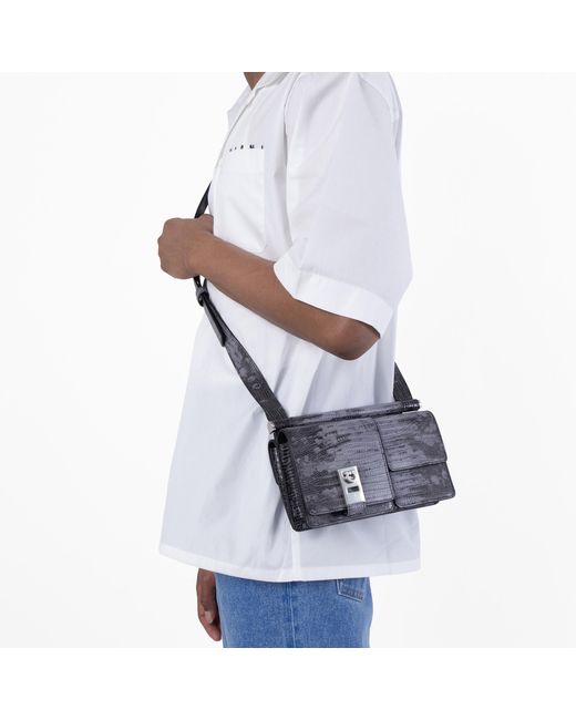 Ferragamo Gray Multipocket Leather Crossbody Bag