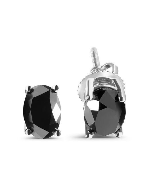 Haus of Brilliance Black 14K 3.00 Cttw Oval Cut Diamond Stud Earrings