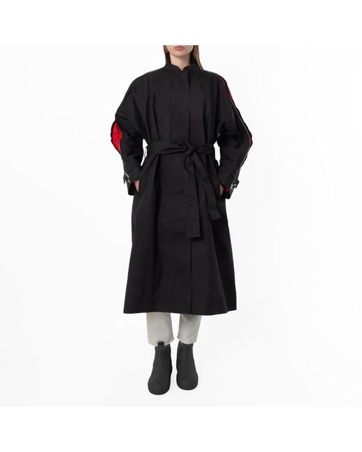 Ferragamo Black Contrasting Inserts Trench Coat, Brand Size 40 Us for men