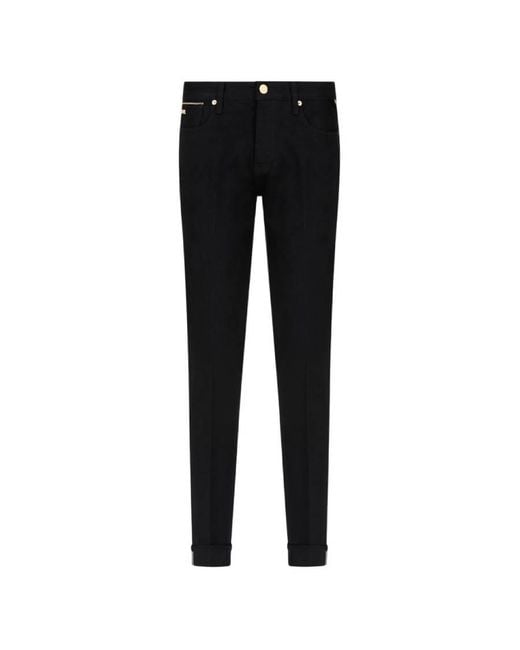 Emporio Armani Black Embroidered J75 Slim-Fit Jeans, Waist for men