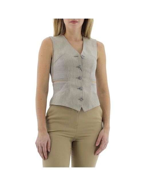 Burberry Gray Cut-out Detail Technical Wool Waistcoat
