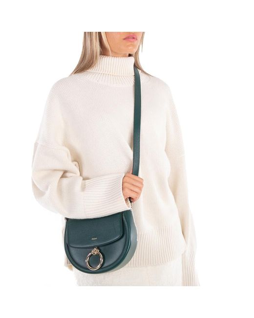 Chloé Green Ladies Marble Arlene Leather Crossbody Bag