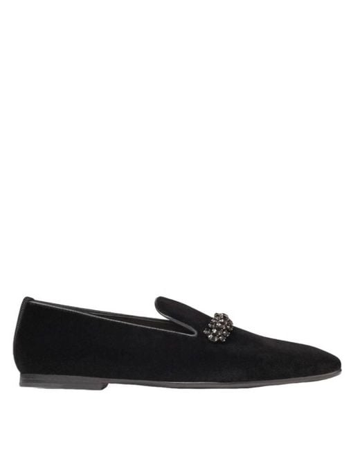 Jimmy Choo Black Bing Crystal-Embellished Velvet Loafers