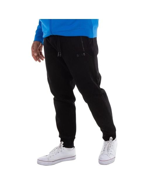 Boss Black Mirror-Effect Logo Drawstring Sweatpants for men