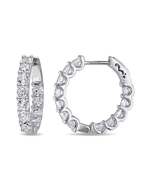 Amour Metallic 4 1/10 Ct Tgw Created Sapphire Inside Outside Hoop Earrings