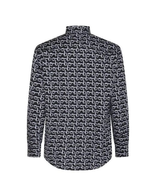 Burberry Blue B-Line Printed Oversize Cotton Shirt for men
