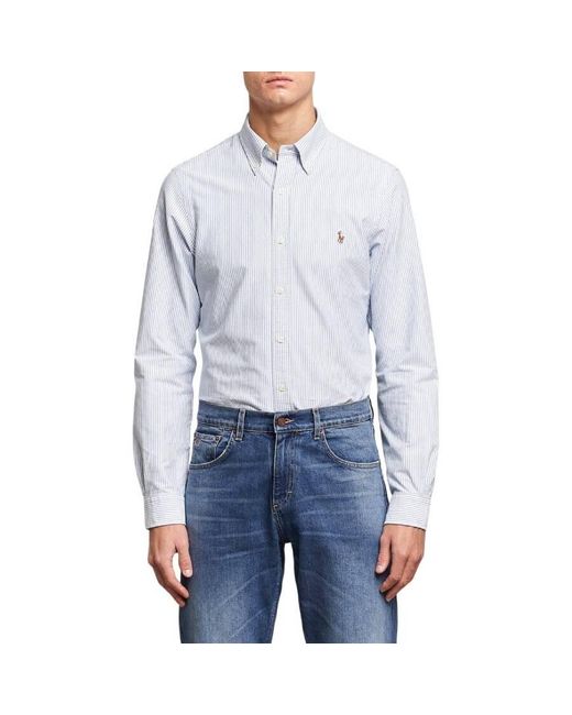 Polo Ralph Lauren Blue Striped Cotton Oxford Shirt for men