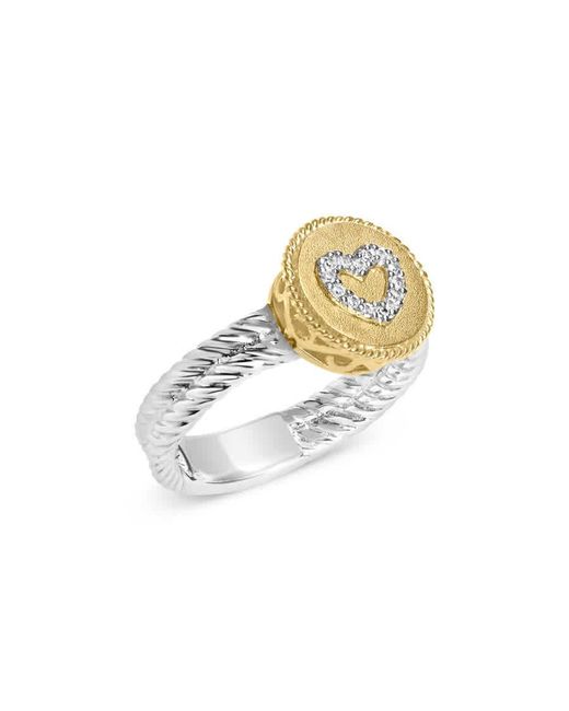 Haus of Brilliance White 18k Yellow Gold Plated .925 Sterling Silver Diamond Heart Ring With Satin Finish