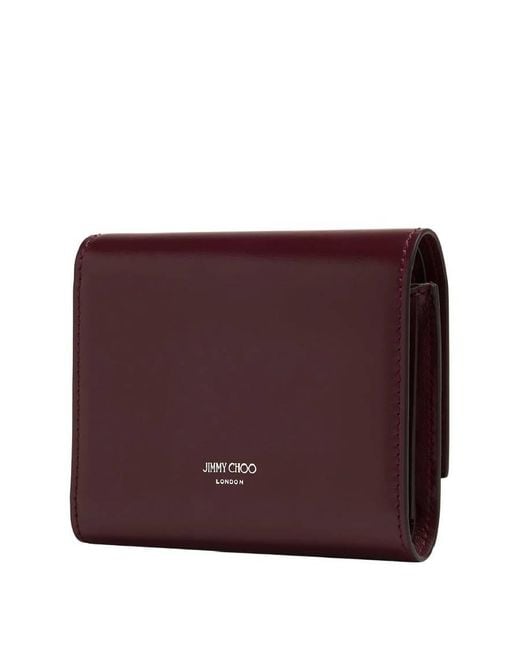 Jimmy Choo Purple Marinda Diamond -Chain Leather Wallet