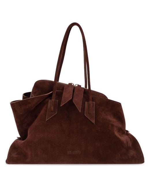 The Attico Brown "La Passeggiata Medium" *Icon Light Chocolate-Colored Suede Top Handle Bag