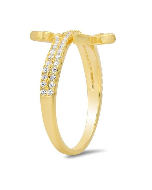 Kylie Harper Metallic 14K Over Cz Butterfly Crossover Ring