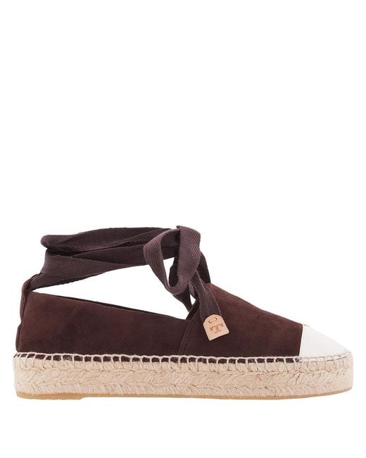 Tory Burch Brown Cap-Toe Espadrilles