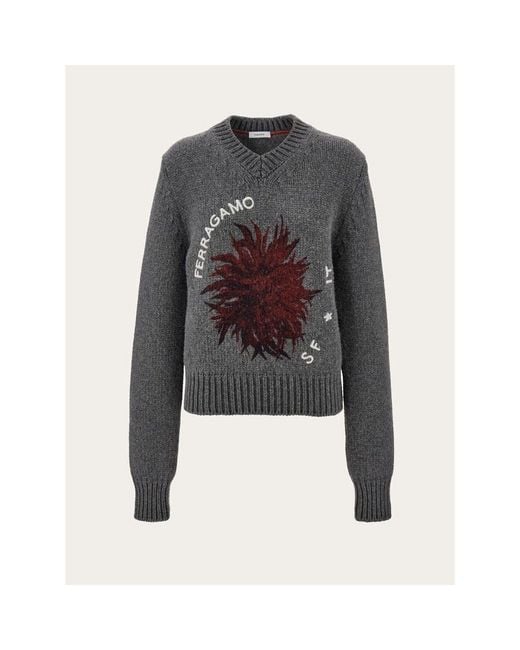 Ferragamo Gray Dark Wool Sweater