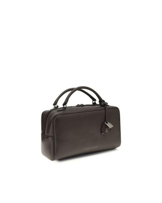 Brunello Cucinelli Brown Boston Explorer Top Handle Bag