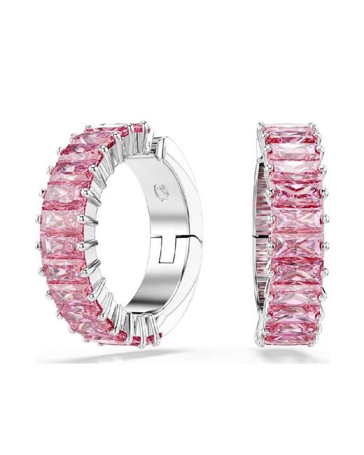 Swarovski Pink Matrix Baguette-Cut Cuff Earrings