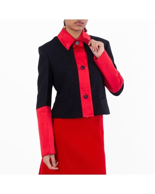 Ferragamo Red Colorblock Cropped Jacket, Brand Size 44 Us for men