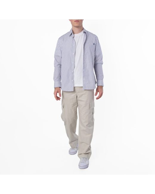 Burberry Blue Iris Chalk B Shield Logo Stripe Shirt for men