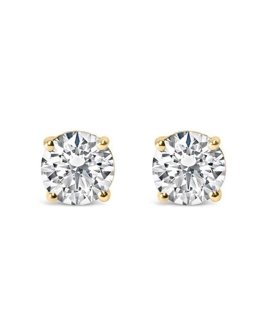 Haus of Brilliance Metallic 14K 2.00 Cttw Lab Grown Round Brilliant-Cut Diamond Classic 4-Prong Stud Earrings