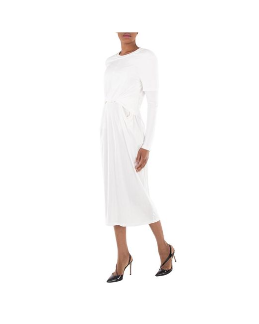 Loewe White Crepe Jersey Draped Dress