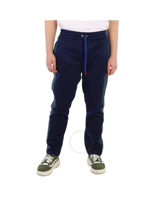 Moncler Blue Navy Striped Drawstring Sweatpants for men